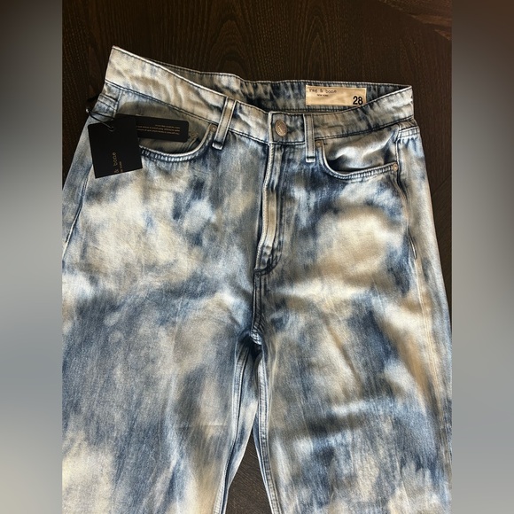 NWT RAG & BONE THE LOGAN Jeans Mid Rise Wide Leg Rigid Indigo Water Color 28 - Picture 3 of 9